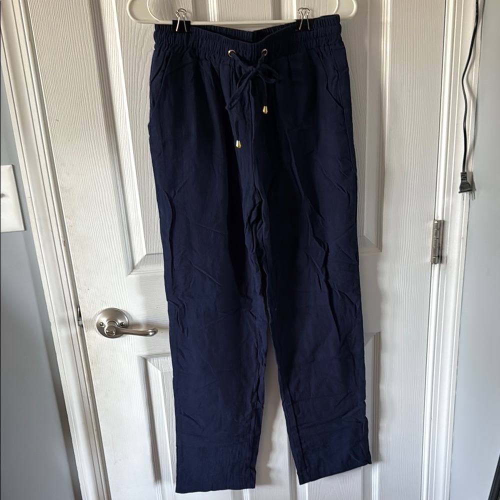 Women’s Navy Linen Pants